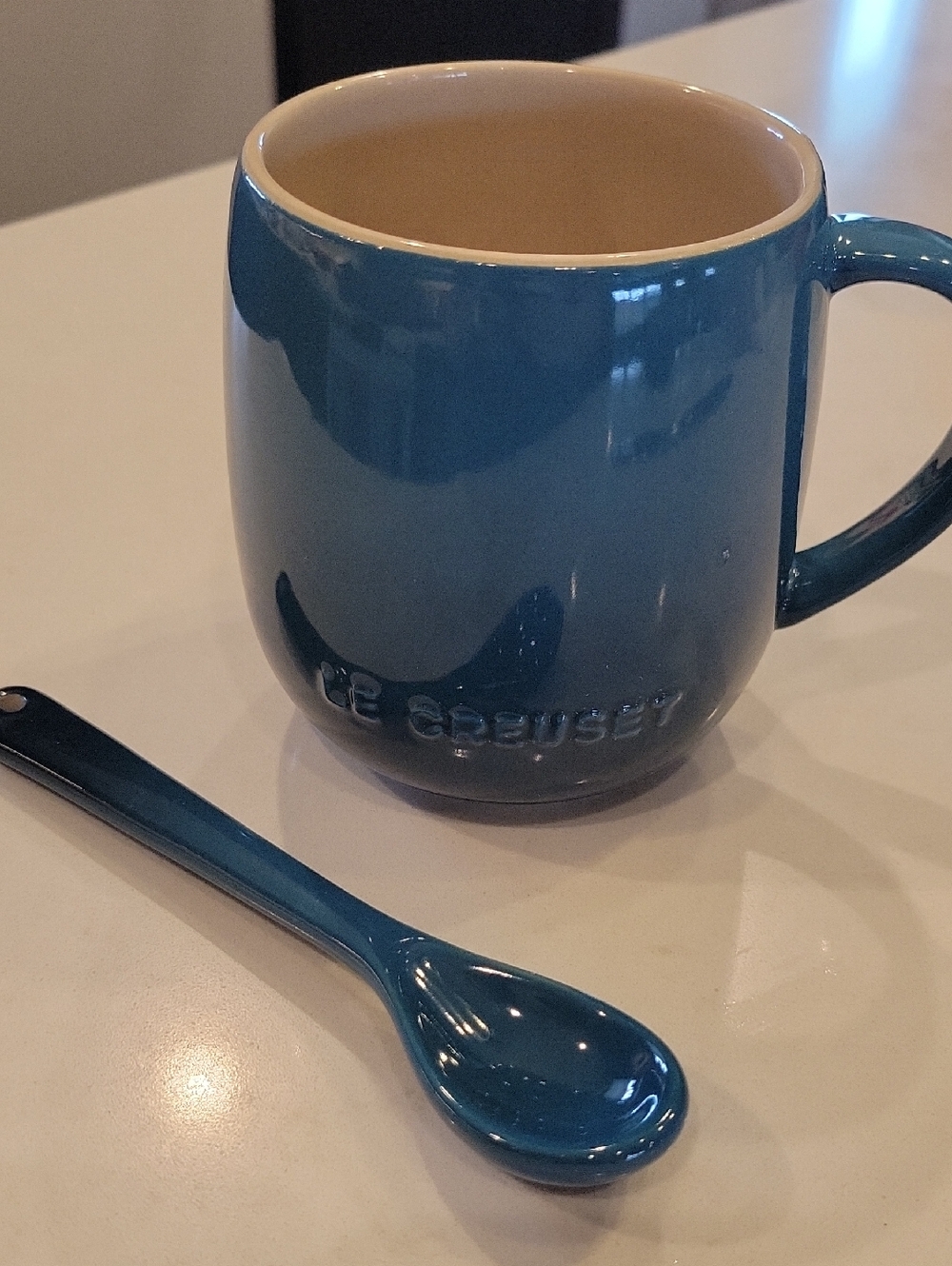 Le Creuset Deep Teal Sphere Mug With Cafe Spoon